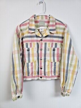 Esprit Vintage 90s Croped Striped Colorful Jacket Lightweight Button Down